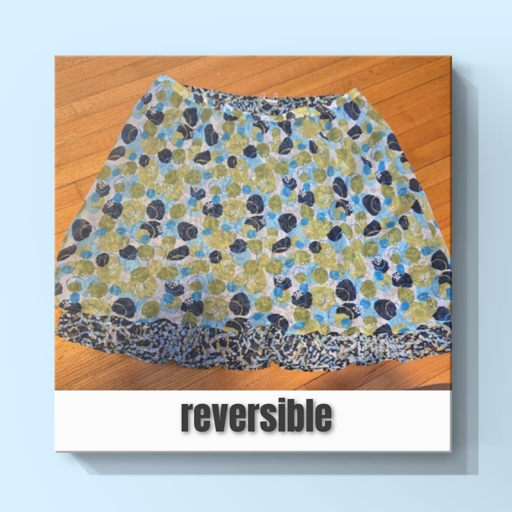 CJ Banks Reversible Blue and Green Floral A-Line Skirt Size 3x